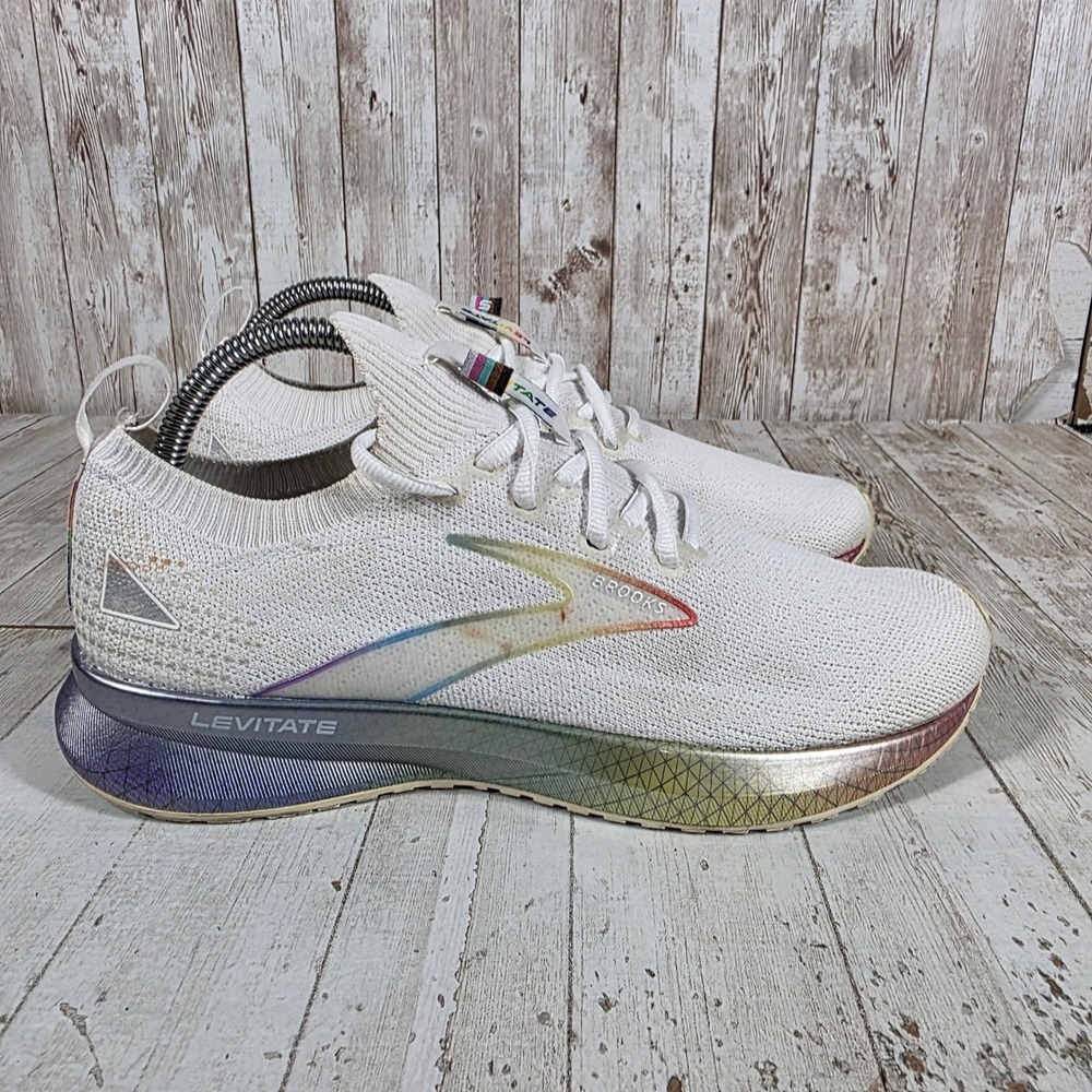 Brooks Levitate 5 Run Proud White Rainbow Running Shoes 1203591B157 Womens 8.5